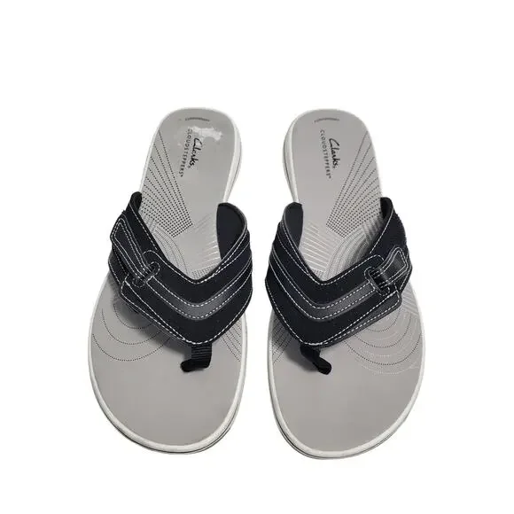 Clarks Women's Brinkley Cloudsteppers Black Flip Flops Size 11 31726-2862 - Picture 1 of 5